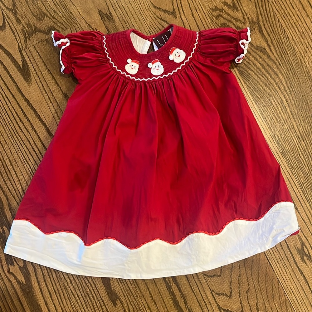 Lil Cactus Christmas Santa Smocked Dress